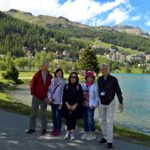 Happy tourists in Sankt Moritz