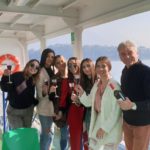 Celebrating on ferry boat to Varenna